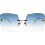 Elegant Rimless Blue Gradient Sunglasses
